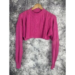 Knit Pink Cable knit Ultra Crop Sweater Womens Large